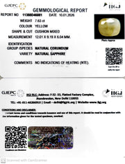 7.63/CT Natural Yellow Sapphire With Govt Lab Certificate-11388D46081